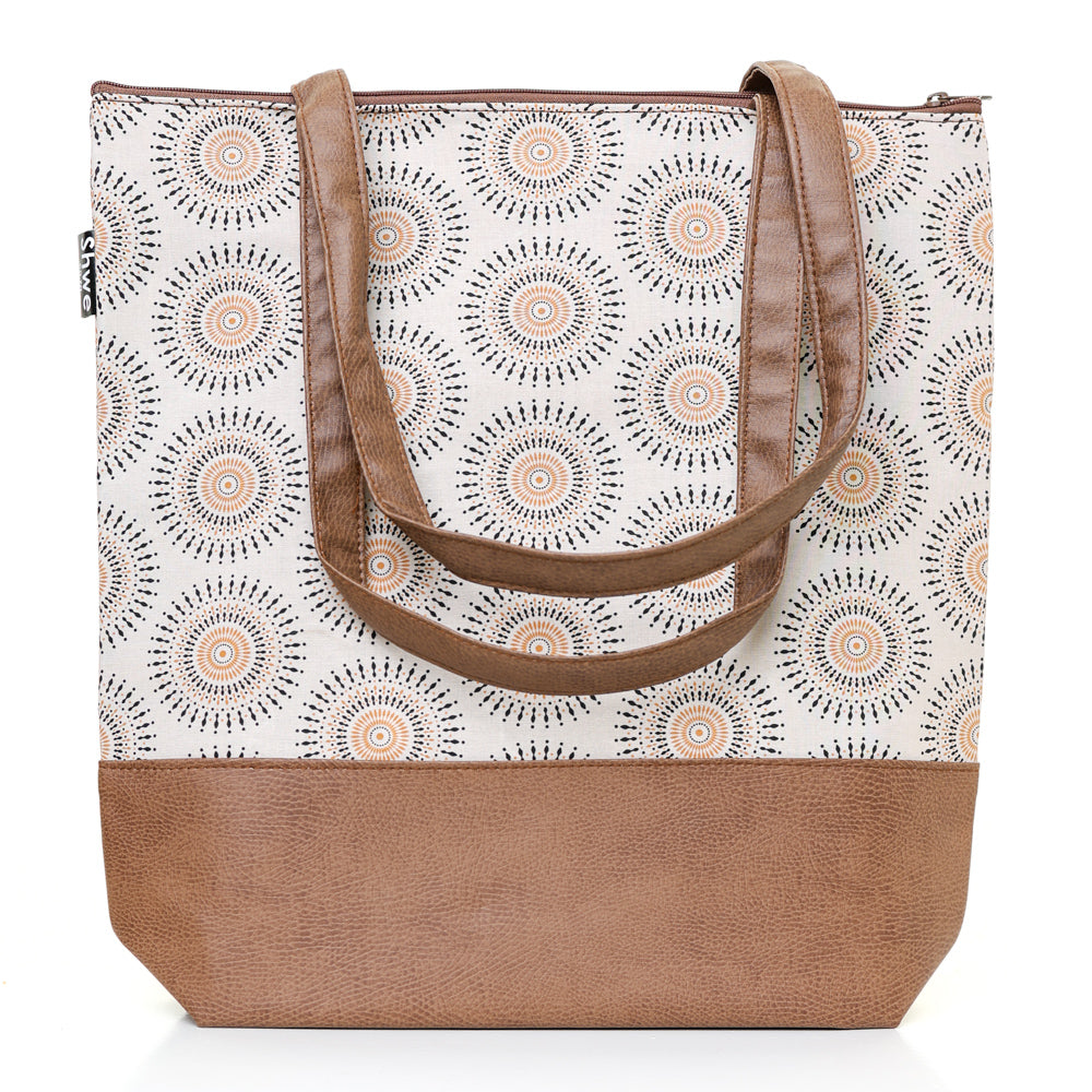 Shwe Shwe Cream Leather Look Tote 